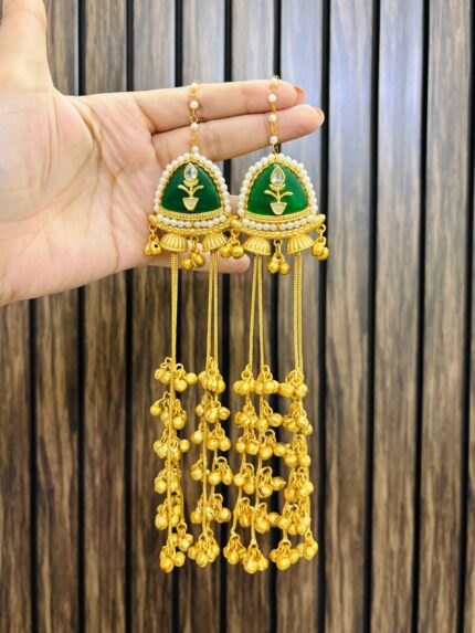 karishma kashmiri brass earrings green
