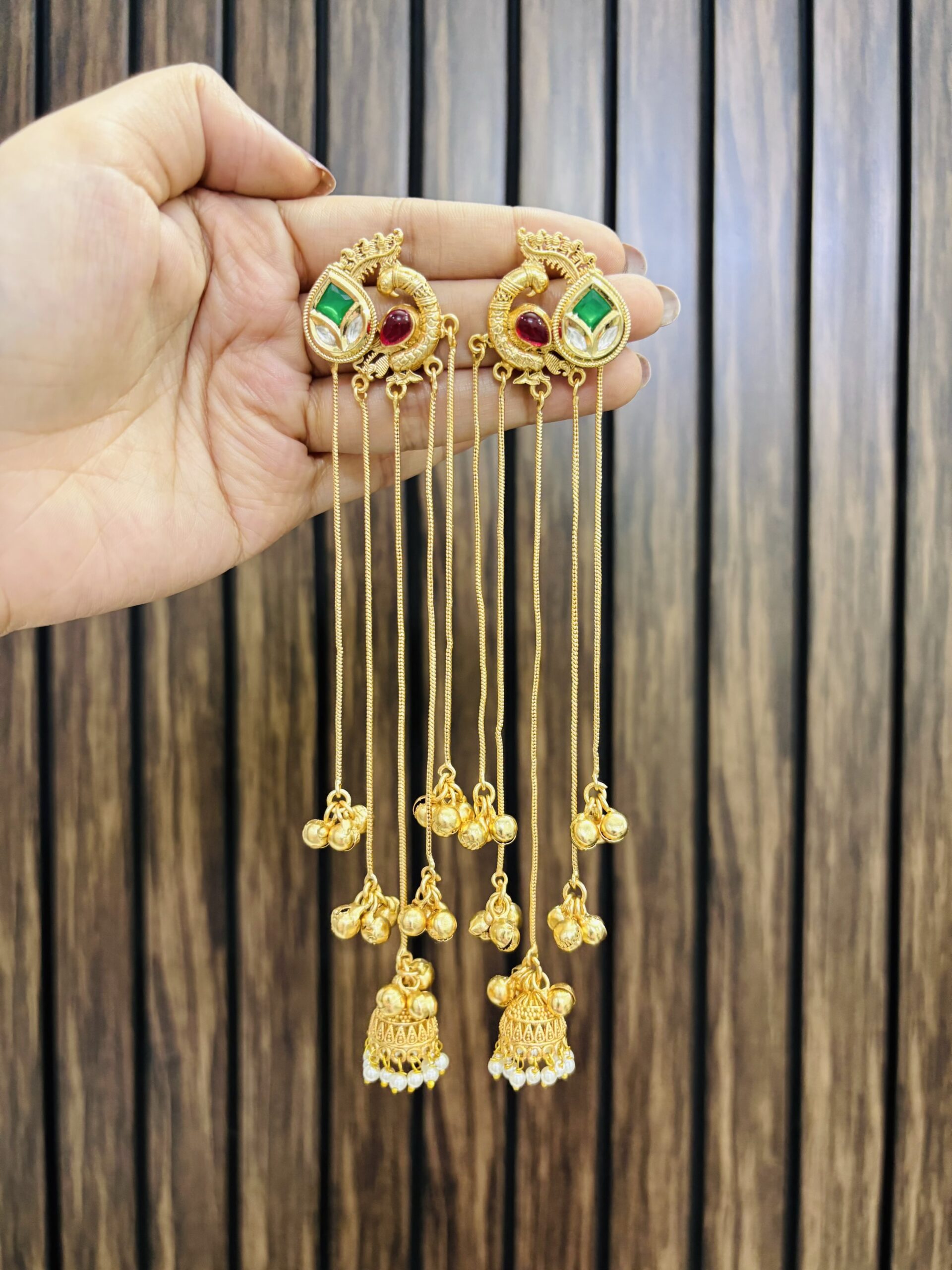 68FC4981-65F1-42D3-A444-D364F3990447-compressed Latkan peacock brass earring - Image 1