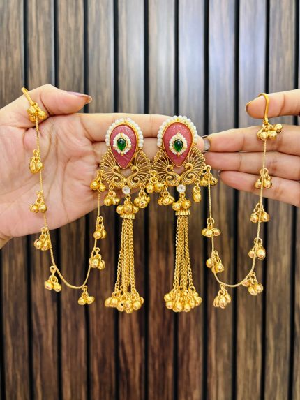 Suhani kashmiri brass earrings pink
