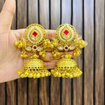 Tasha brass jhumka ruby