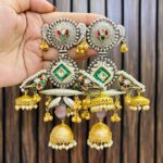 Alamzeb brass earrings green