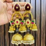 Leaf golden brass earring