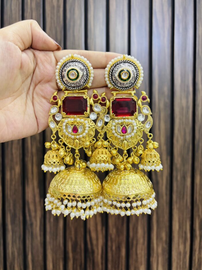 Jeevika golden brass jhumka - Image 1