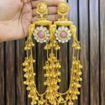 Kashmir ke kali brass earring pink