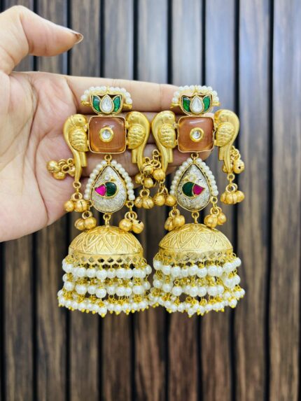 Nisha brass jhumka light orange