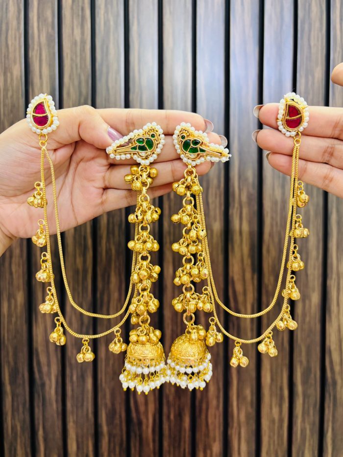 Peacock kashmiri brass earrings - Image 1