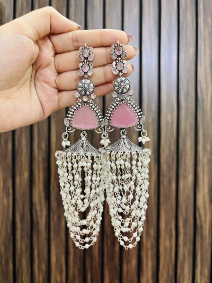 Rachna brass earrings Pink