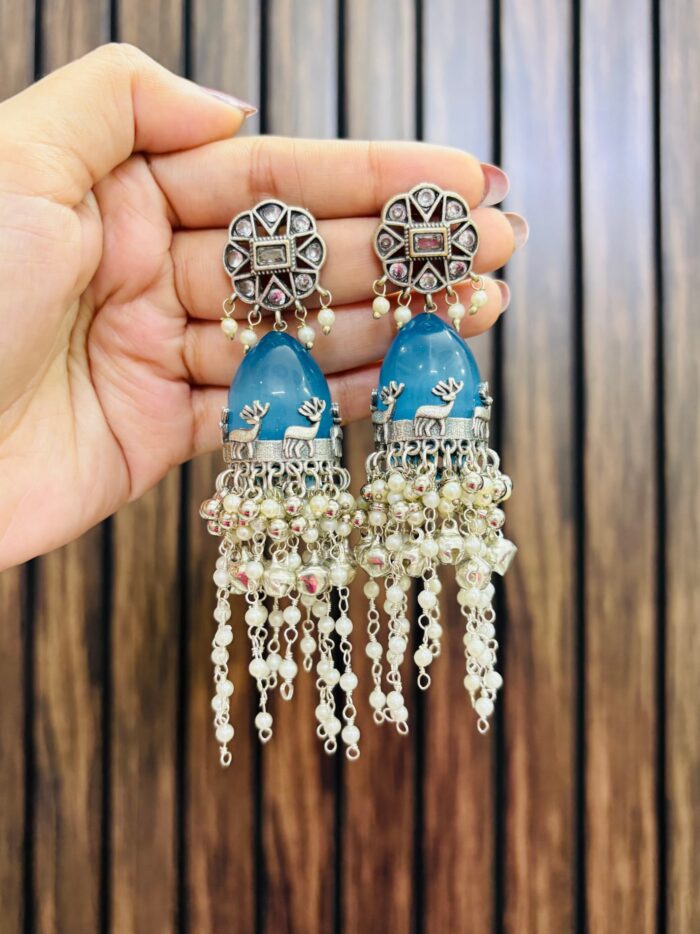 Ashu brass earrings blue - Image 1