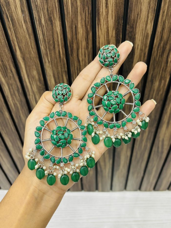 Circle earrings green - Image 1