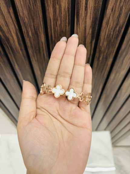 Two flower anti tarnish bracelet