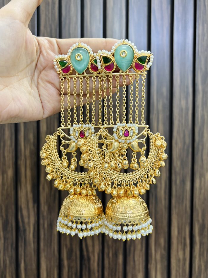 Meenali brass earrings mint - Image 1