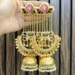 Meenali brass earrings pink