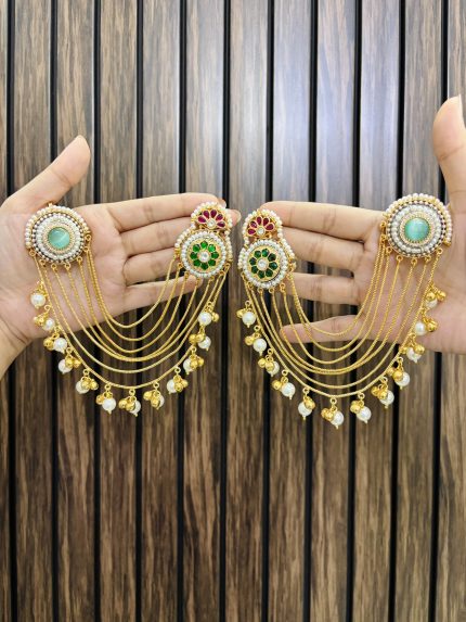 Siya kashmiri brass earrings Mint