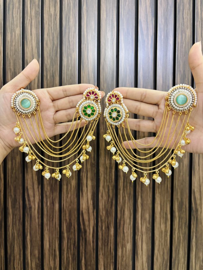 Siya kashmiri brass earrings Mint - Image 1