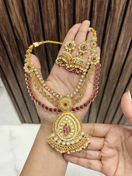 Kavya gold a like necklace Ruby