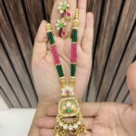 Ashna polki necklace Pink-Green