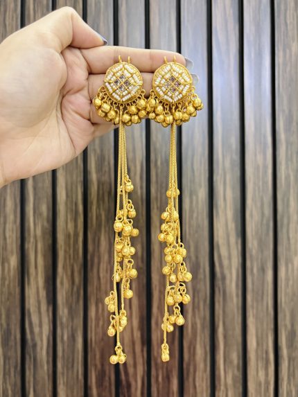 Prisha kashmiri brass earrings white