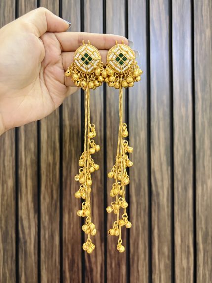 Prisha kashmiri brass earrings green