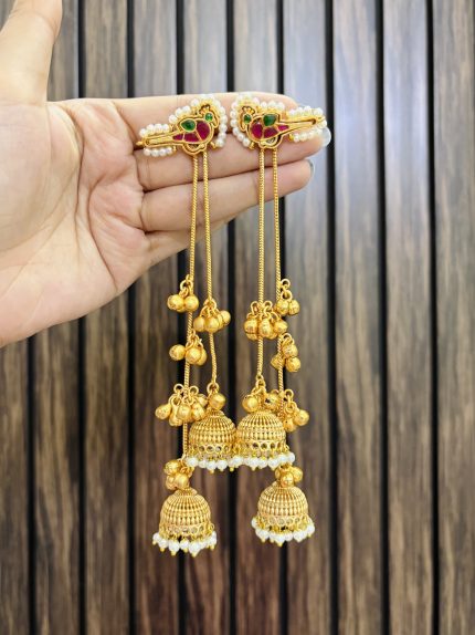 Bird two jhumki kashmiri brass earrings