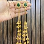 Leaf kashmiri brass earrings green
