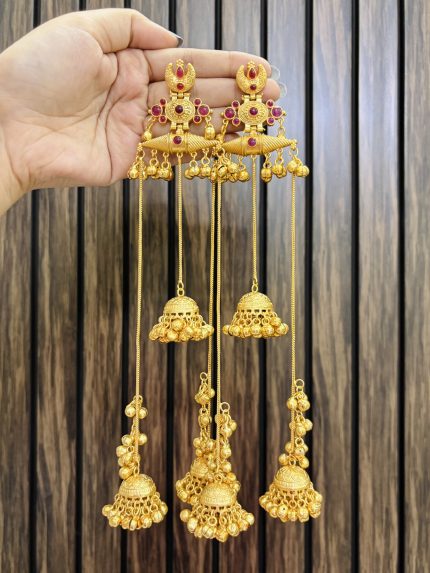 Suman kashmiri brass earrings ruby