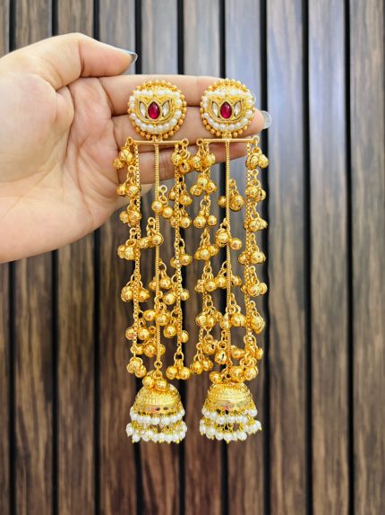 Gauri kashmiri brass earrings ruby