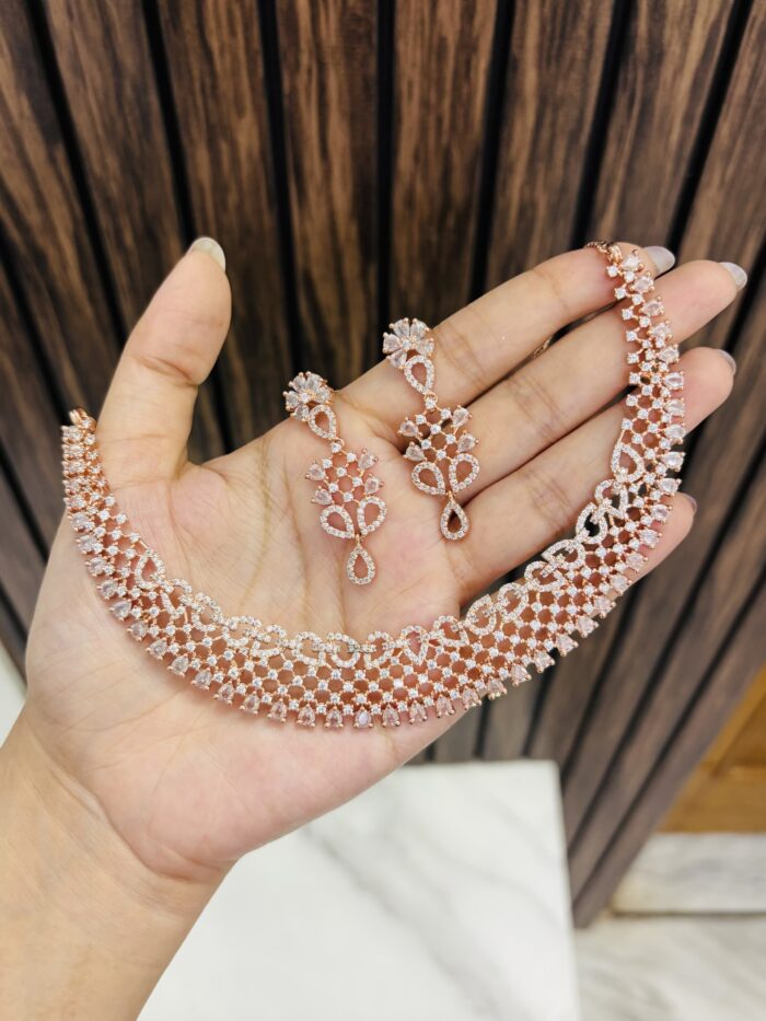 american diamond necklace (rose gold) - Image 1
