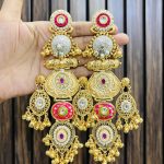 Meena brass earrings pink