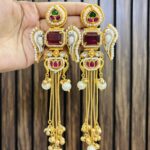 Nirali bird brass earring ruby