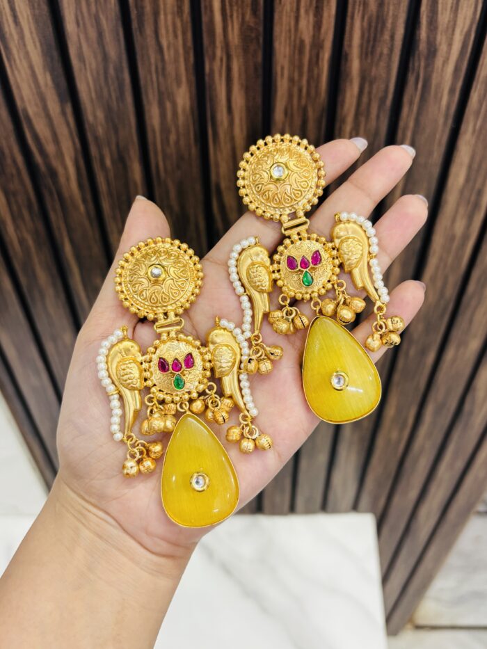 srushti brass earring yellow - Image 1
