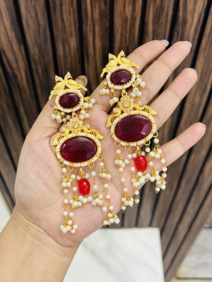 Shalini brass earrings Ruby