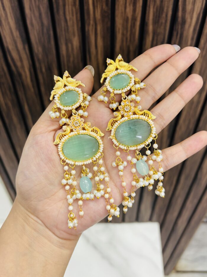 Shalini brass earrings mint - Image 1