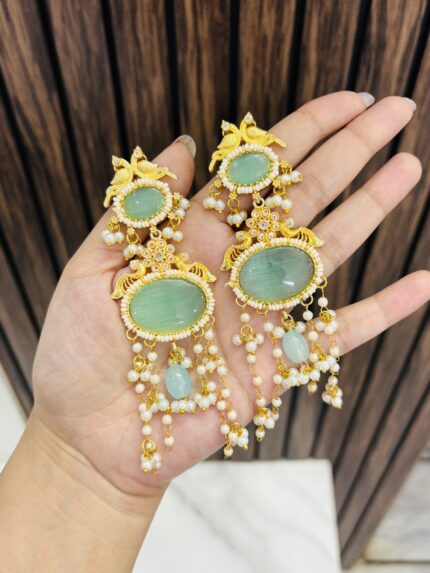 Shalini brass earrings mint