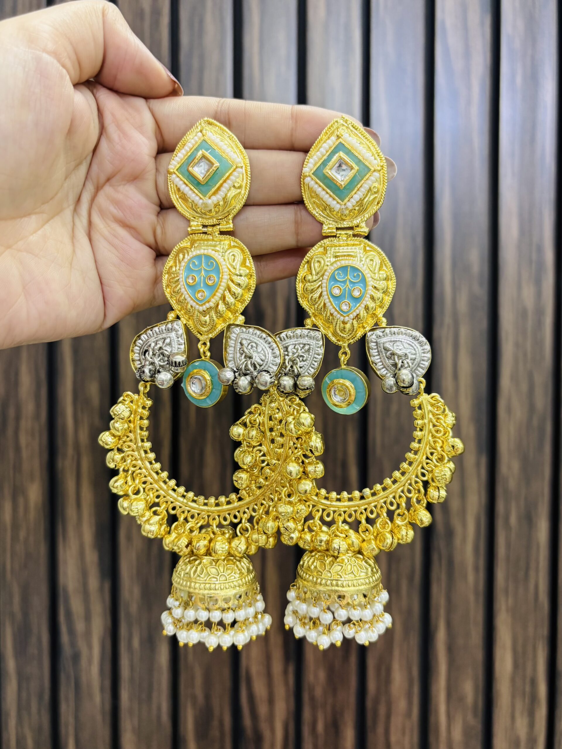 IMG_6193-compressed Manmeen brass earring turquoise - Image 1