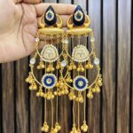 Kashmiri brass earring blue