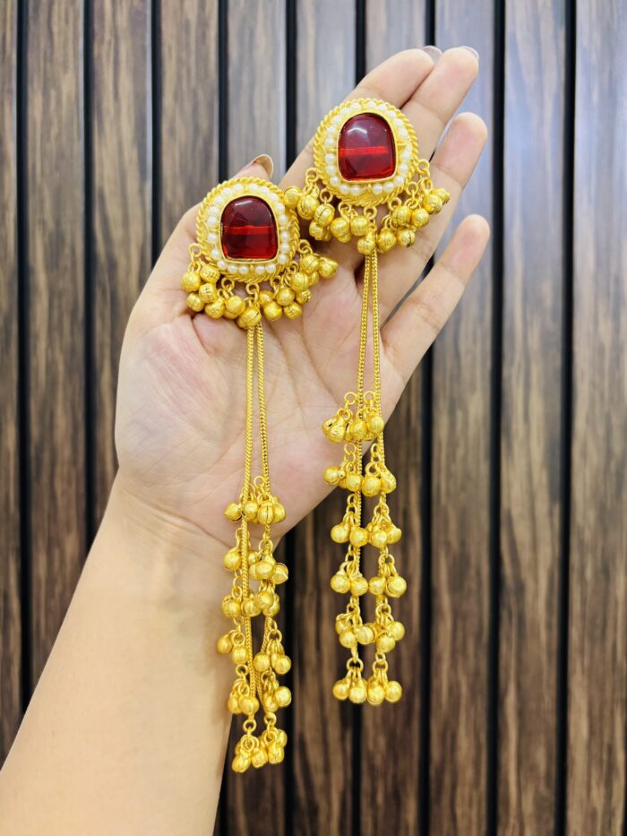 Aditi brass earring ruby - Image 1