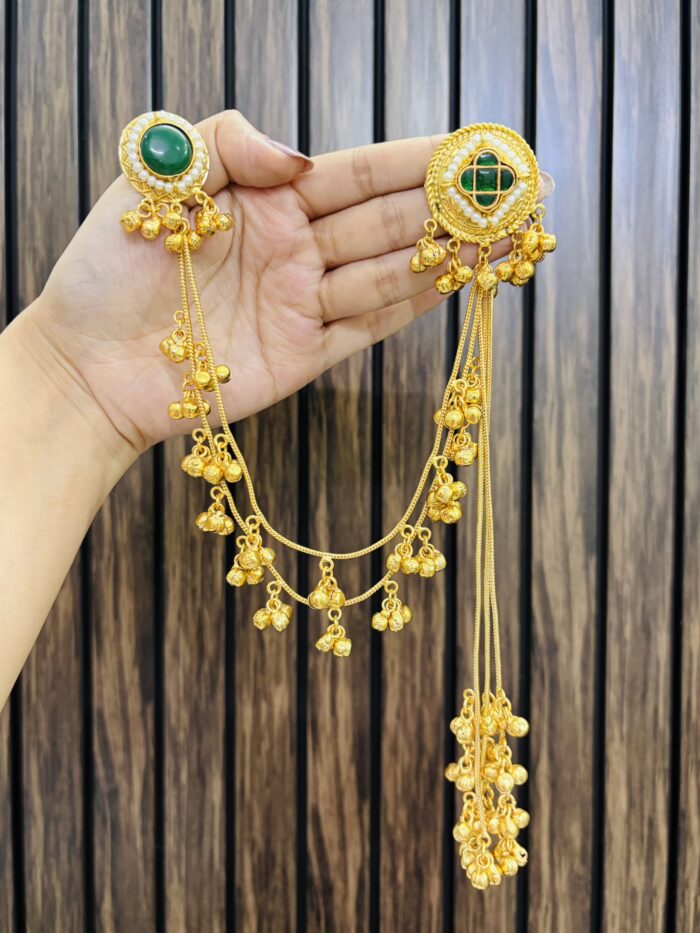 Kalpna brass kashmiri earring green - Image 1
