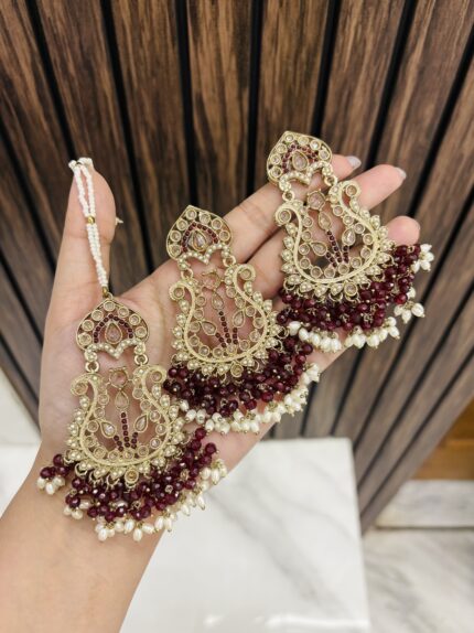 Rakshi earrings with mangtika ruby