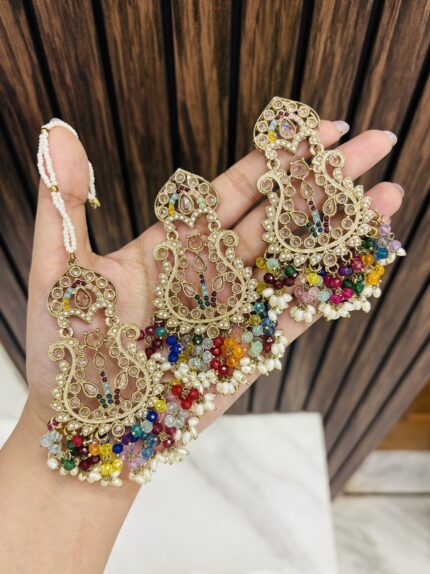 Rakshi earrings with mangtika multi