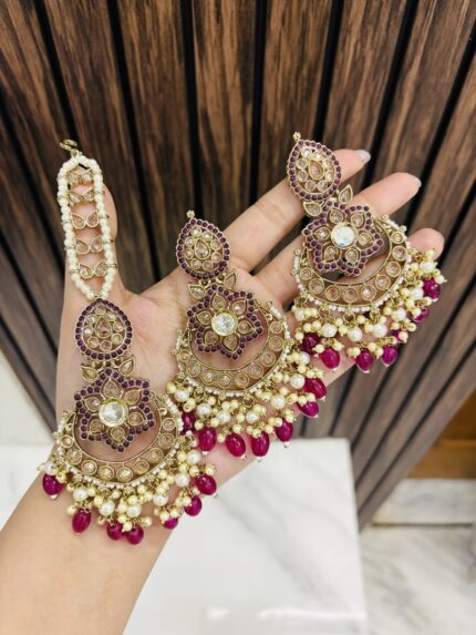 Ruhi  earrings with mangtika ruby