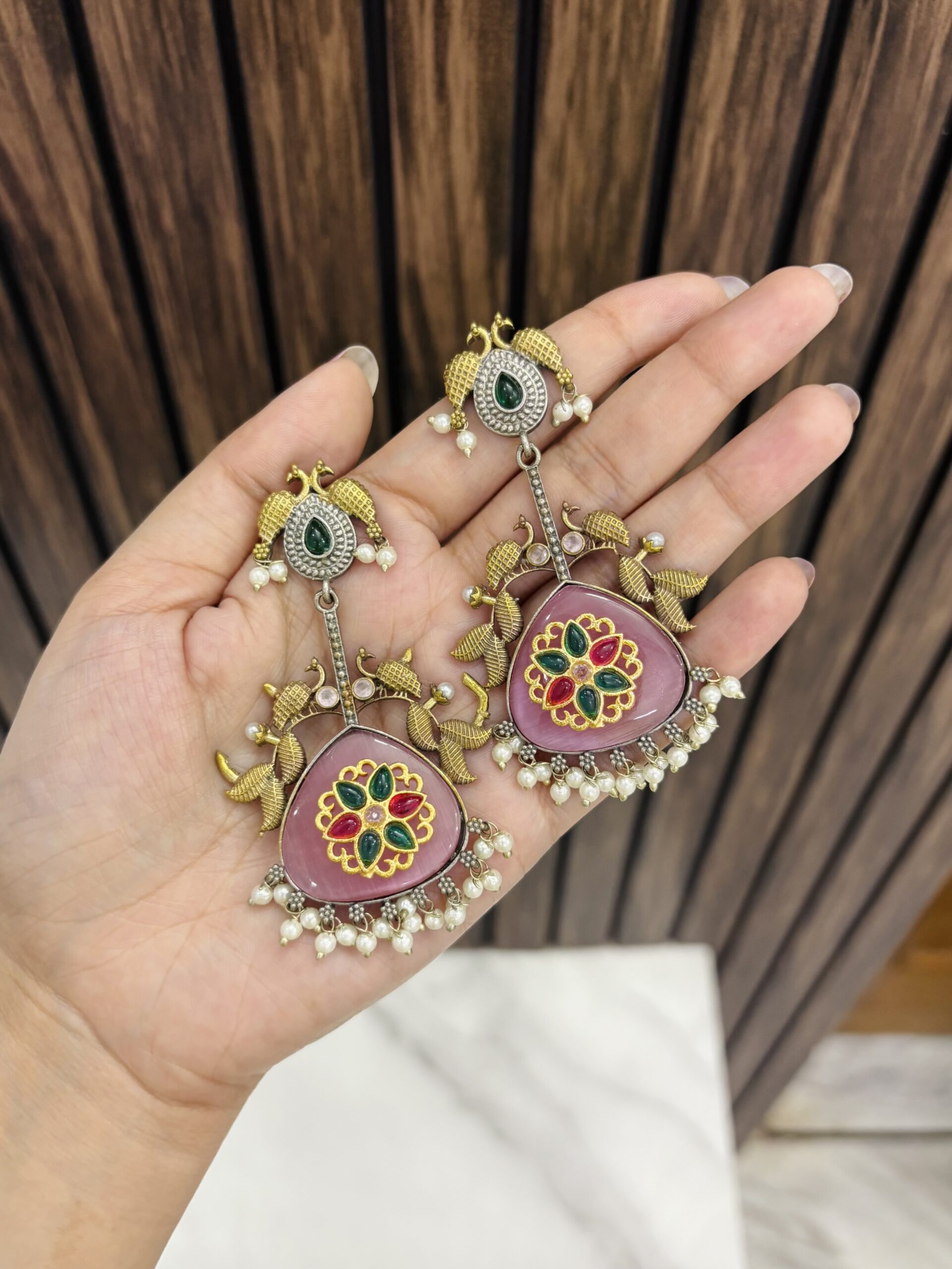 IMG_6392-compressed Sanvi earrings pink - Image 1