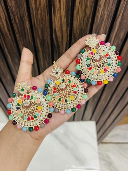 sulakshana earrings with mangtika multi