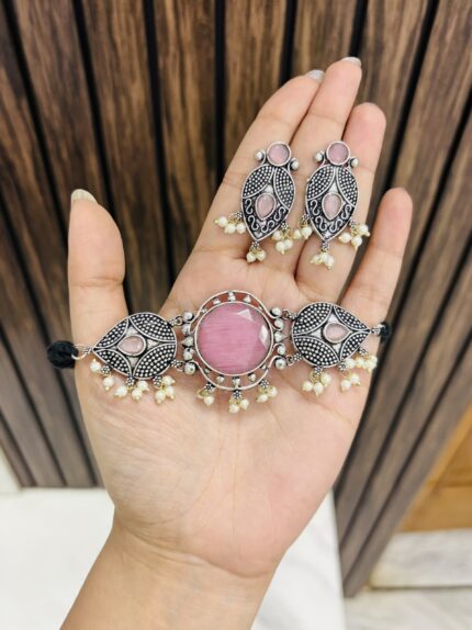 Anchal brass choker pink