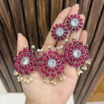 Three flower brass choker ruby