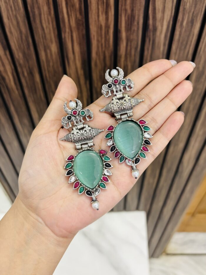 Sajani brass earrings mint - Image 1