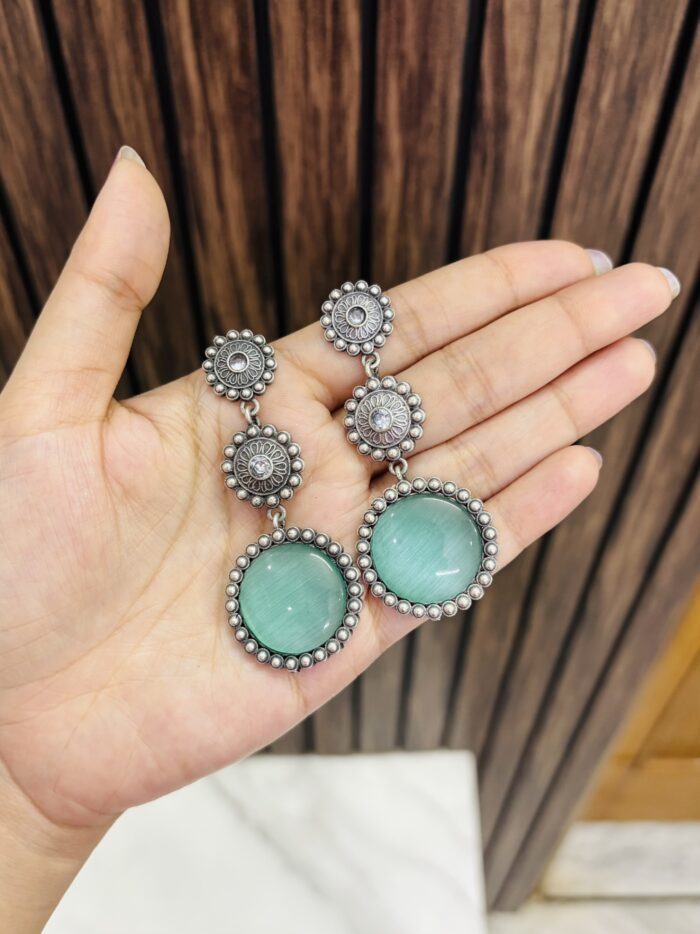 Three circle brass earrings mint - Image 1