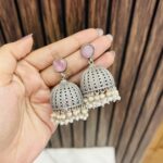 Pink brass jhumka