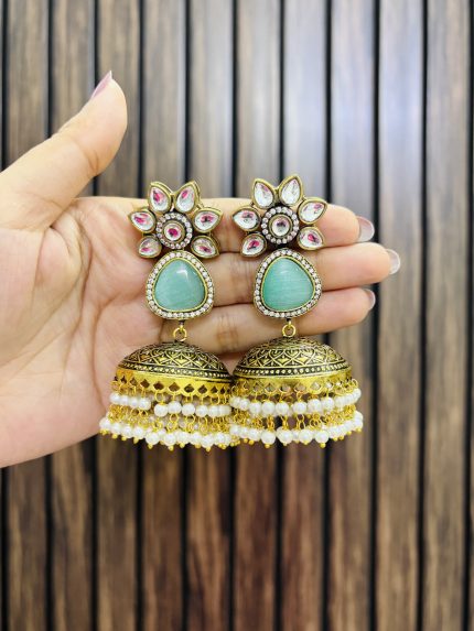 Ad polki jhumka mint