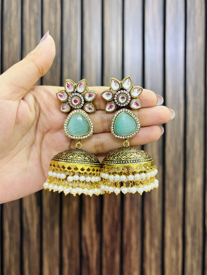 Ad polki jhumka mint - Image 1