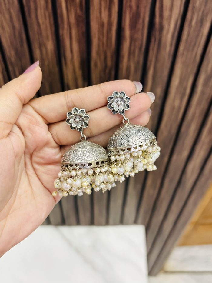 Flower brass jhumka - Image 1